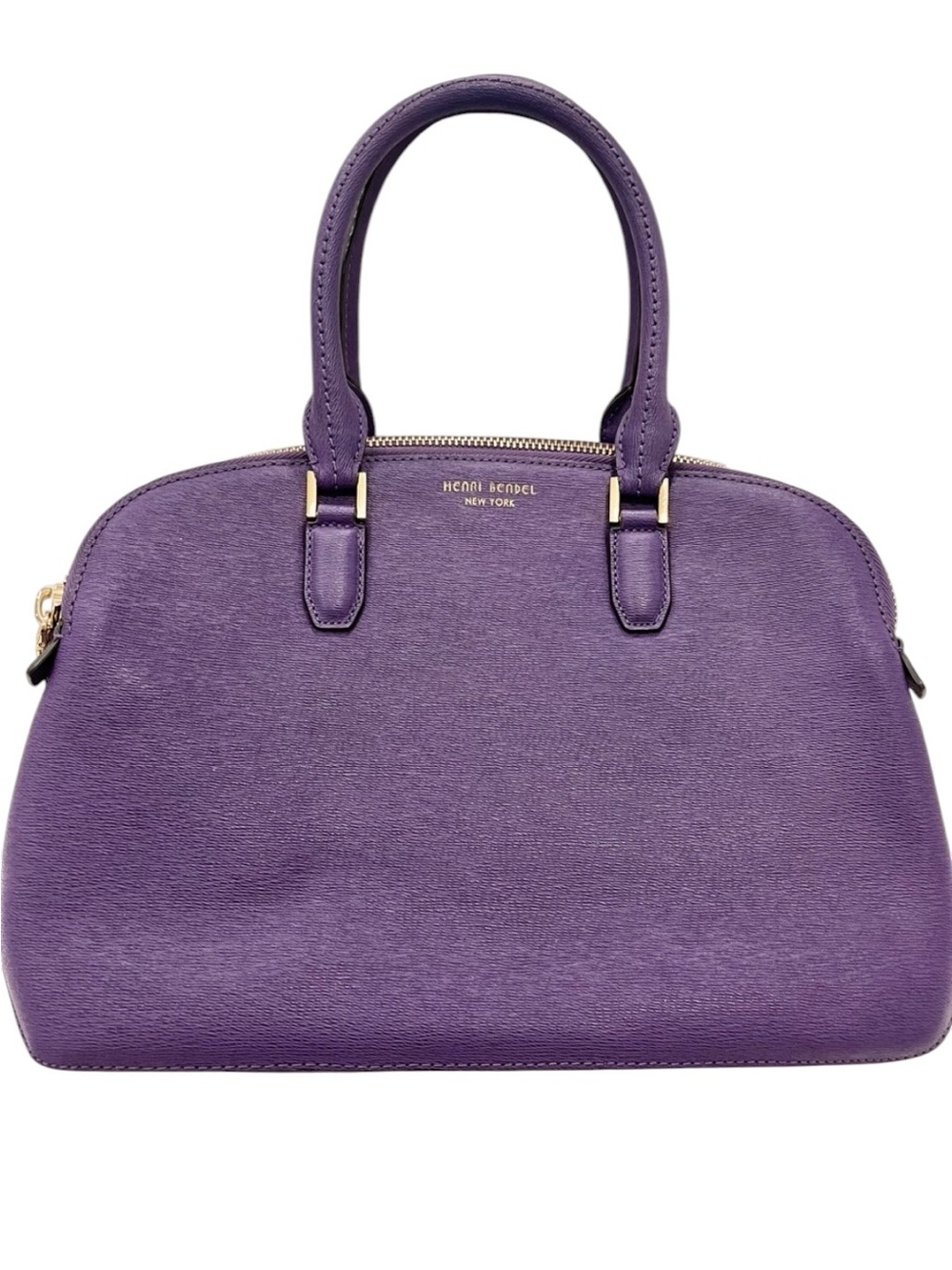Henri Bendel West 57th Purple Saffiano Leather Dome Satchel NWOT